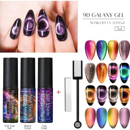 9D Chameleon Magnetic Cat Eye Gel Nail Polish Long Lasting Shining Laser Cat Eye Soak Off UV LED Nail Art Gel Varnish Lacquer