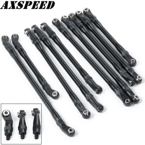 AXSPEED 10PCS Alloy Link Rod Linkages Unassembled Kit 3 Types Ball Head for 1/10 Axial SCX10 II 90046 RC Crawler Car Parts