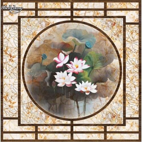 Beibehang Chinese pavilion lotus flower ceiling murals ceiling large custom fresco nonwovens environmental wallpaper