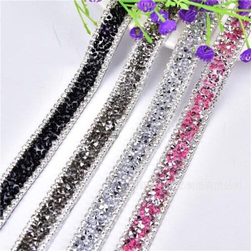 Free Shipping 2yards Resin Stone Hot Fix Banding Rhinestone Chain Trim Applique,Bridal Sash Wedding DIY Accessories LSRT202