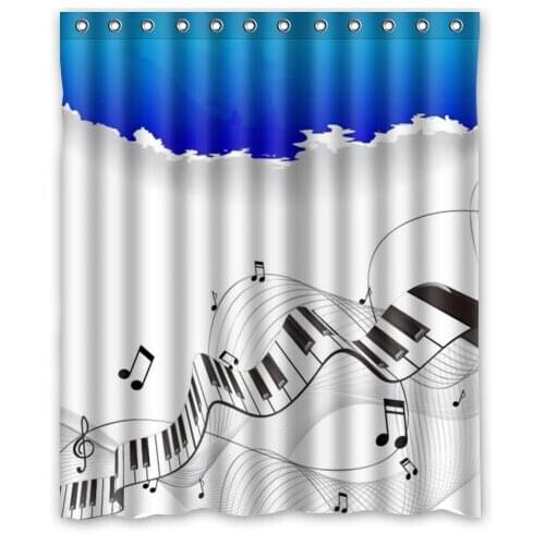 Free Shipping Music Note Custom Shower Curtain Home Decor Bathroom Waterproof Fabric Fashion Bath Curtain #SCN-043