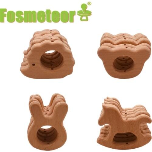 Fosmeteor Wooden Teethers Original Beech Wood Pendant With Hold Bpa Free Teething Chips Teether Rattle Sensory Diy Accessories