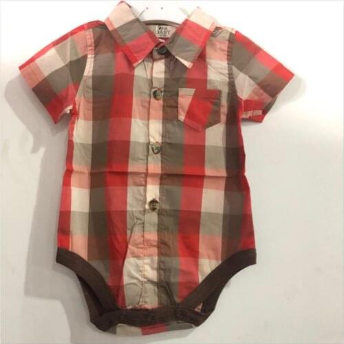 R&Z baby romper 2019 summer new baby onesies plaid lapel romper
