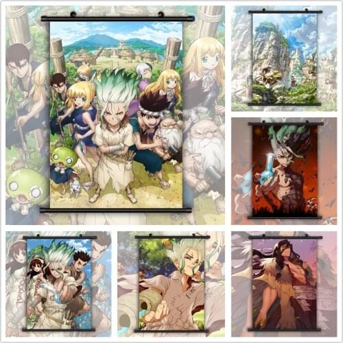 Home Decoration Dr Stone Senku Tsukasa Anime Manga Cool Wall Art Painting Plastic Hanging Scrolls Canvas Print Picture Poster
