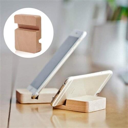 Dual Slots Mobile Phone Holder Home Office Desktop Non-slip Universal Wooden Cell Phone Stand Mobile Phone Storage Rack