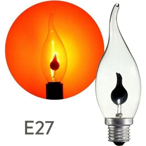 E14 E27 LED bulb Edison flashing led candle bulb simulation fire lamp old-fashioned 3W retro tail decorative energy-saving lamp