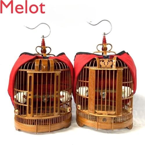 High-End Luxury Bird Cage Thrush Bird Cage Bamboo Large Modern Household Starling Bird Cage Accessories Simple