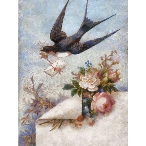 GLymg Bright Rhinestones Diy Diamond Embroidery Craft Painting Swallows Returning Kits 5d Diamond Painting Gift Wall Arts Decor