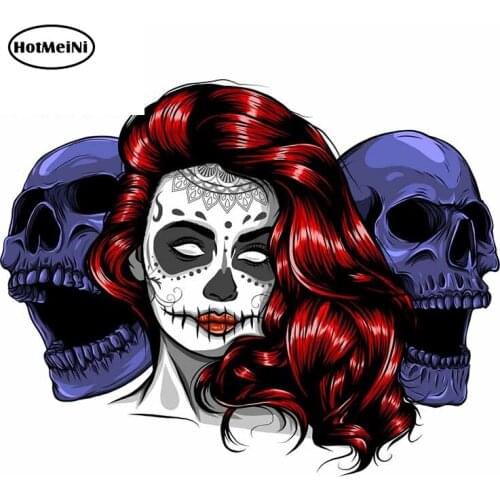 HotMeiNi 13cm x 10.4cm For Sugar Skull Personality Creative Car Stickers Vinyl Material Decal Waterproof Suitable for VAN ATV