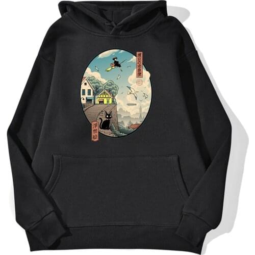Ukiyoe Kiki Delivery Service Print Hoodie Female Street Hip Hop Hoody Casual Sport Hoodies Loose Hot Sale Sweatshirts Women