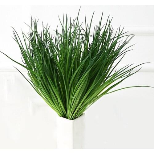 Artificial Plants Green Leaf Plastic Plant Faux Onion Grass Desktop Decor Fake Flower For Outdoor Garden Office Decor 7 Forks