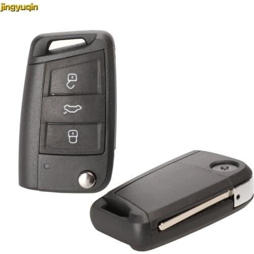 Jingyuqin Modified Folding Flip Remote Car Key Shell for VW Golf 7 GTI MK7 Skoda Octavia A7 for Seat 3 Button Key Fob Case Cover
