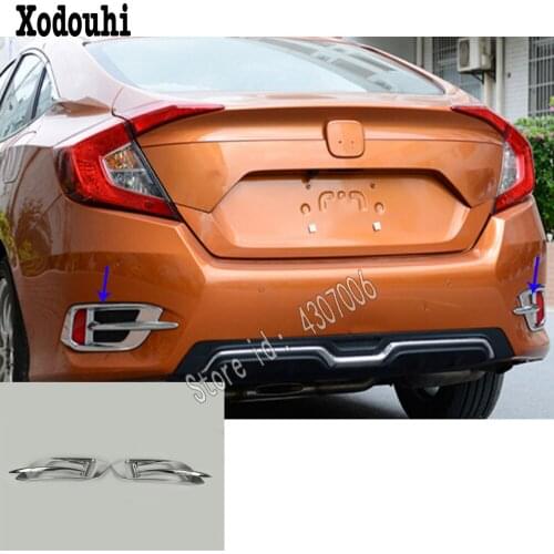 Car Body ABS Chrome Cover Trim Back Tail Rear Fog Light Hoods Lamp Frame Part For Honda Civic 10th Sedan 2016 2017 2018 2019