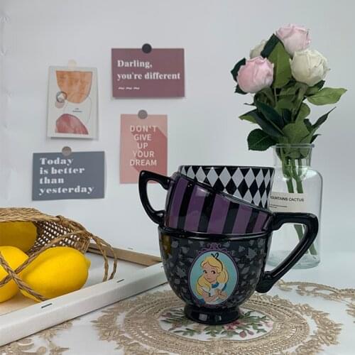 Disney Alice in Wonderland Mug Funny Three-ply Ceramic Cup Anime Action Figure Toys Lovely Mug Cup Gifts for Kids Girls