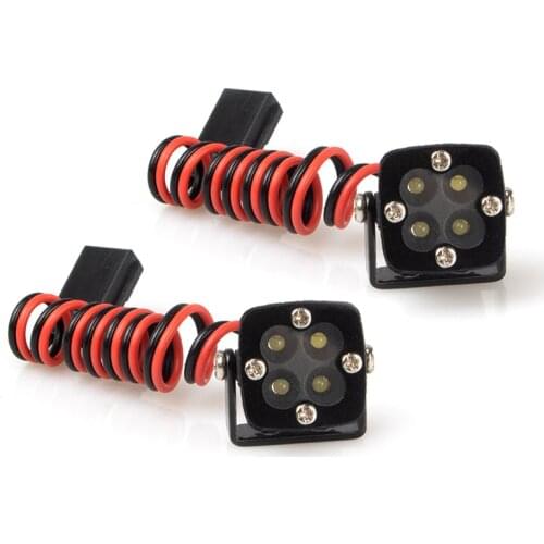 KYX Racing 4 LED Light Square Lamp for 1/7 1/8 1/10 RC Car Accessories Axial SCX10 II SCX10 III Traxxas TRX4 TRX-4 7.2-12V