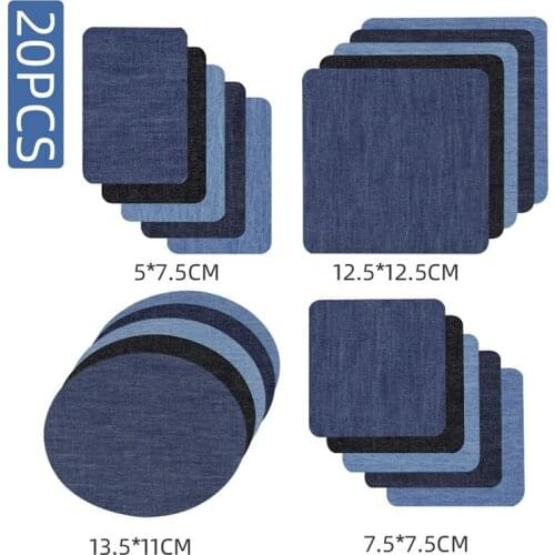 LBER 20Pcs Iron on Jean Patches Denim Fabric Patches for Clothing and Kids Women Men Inside Jeans & Clothing Repair