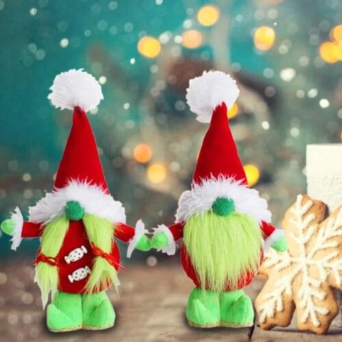 M68E Christmas Green Beard Dwarf Gnome Doll Ornaments Cute Cartoon Dwarf Elf Home Decor Christmas Celebration Desktop Decor
