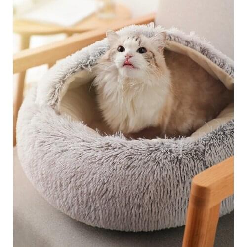 Cute Warm Cat Bed Winter Pet House Mat Washable Comfortable Round Cat Small Dog House Mats Supplies