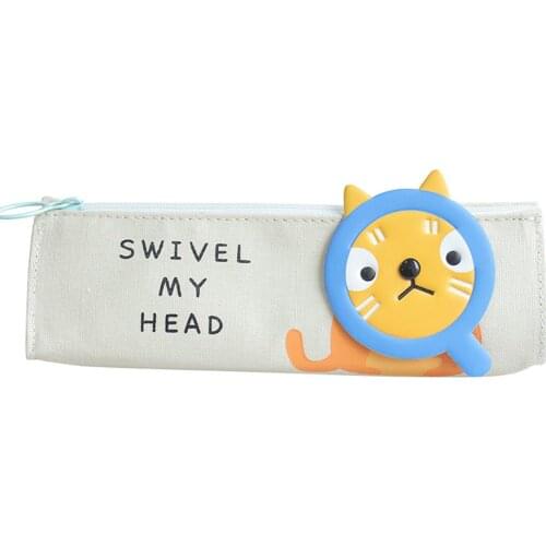 Cute Creative Cartoon Big Face Cat Pattern Pen Bag Portable Soft Pencil Case Random Color r20