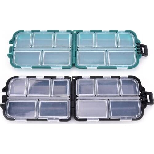 Mini Fishing 10 Compartments Tackle Box Fish Lures Hooks Baits Plastic Storage Holder Square Case Fishing Accessories
