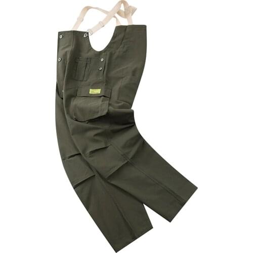 KIOVNO Fashion Men Cargo Bib Overalls Multi Pockets Workwear Jumpsuits For Male Streetwear Pants Size M-XXL