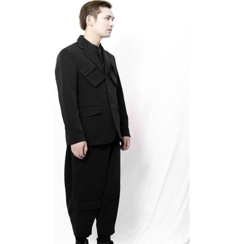 Mens spring 2020 new mens fashion trend suit fashion show custom multi-pocket multi-layer large size blazer