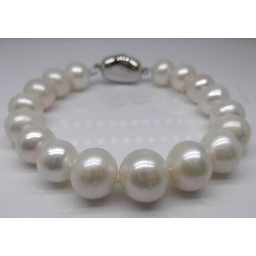 NEW Cultured Freshwater 10-11mm natural White Pearl Bracelet 7.5" 2PCS
