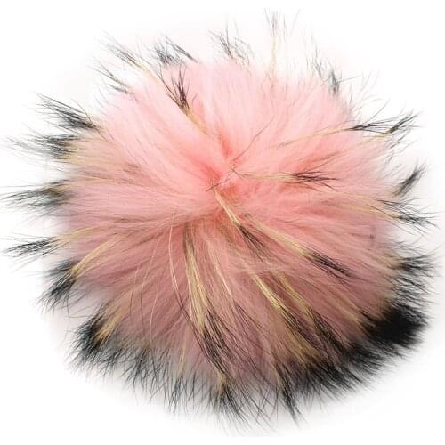 Whosale Big Round Fluffy Real Raccoon Fur Pompoms For Handbags Keychains and Knitted Beanie Cap Hats Genuine Pompon Poms