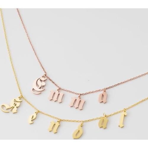 Initial Necklace Old English Name Necklace Custom Name Jewelry Personalized and Custom Gift Bridesmaid Gift New Mom Gift
