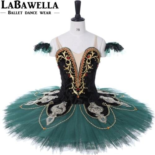 Performance Competitons Nutcracker La Esmeralda Black Green Costume Women Professional Tutu Pancake Clssical Ballet Tutu BT9091B