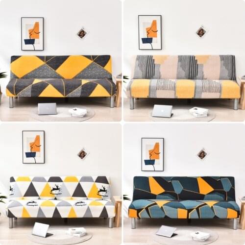 Geometric Printed Folding Sofa Bed Cover Elastic Stretch All-inclusive Sofa Cover Without Armrest Tight Wrap Slipcover