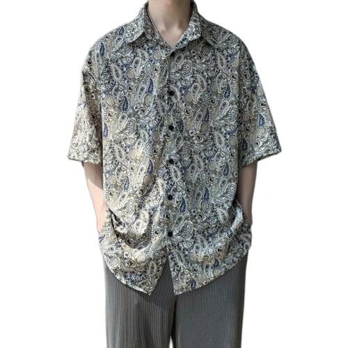 Summer Shirt Men Harajuku Streetwear Bandana Shirts Hip Hop Casual Short Sleeve Shirt Male Clothing 2021 Trendy