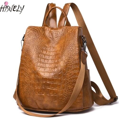 HISUELY Fashion Bohemia Women Shoulder Bag PU Leather Travel Backpack High Quality School Bag for Girl Sac a Dos Feminina BG919B
