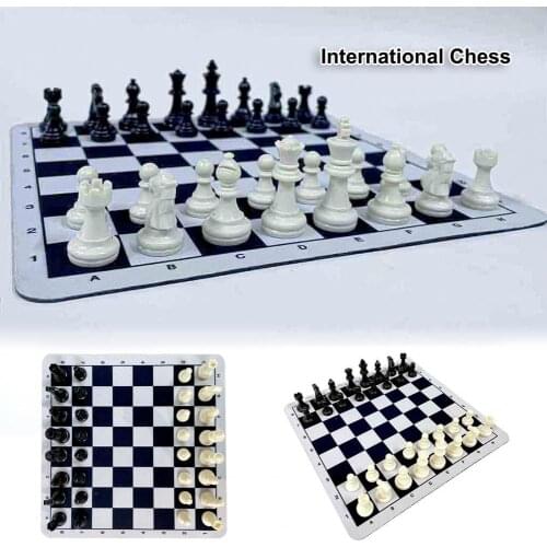 23.5cm Chess Set Vintage Chess Simple Drop Resistant PS Portable Chess Set International-Chess Folding Chess Portable Board Game