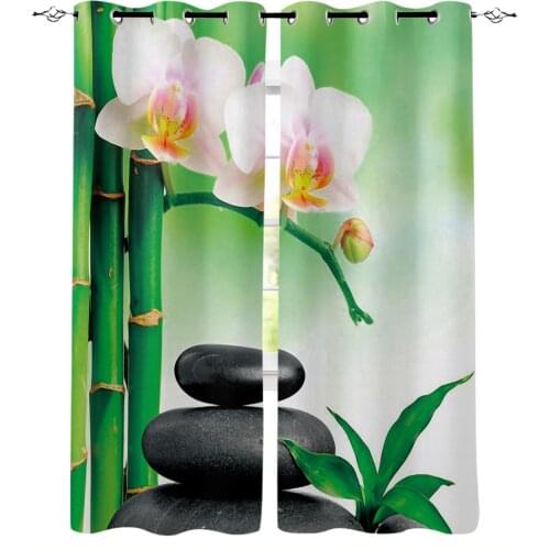 Stones Orchids Bamboo Water Surface Window Curtains for Living Room Bedroom Modern Curtains Home Decoration Kid Room Drapes