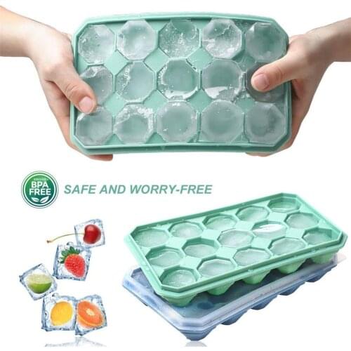 Ice Cube Tray 15 Grids Silicone Ice Cube Maker Mold With Lids For Ice Cream Party Whiskey Cocktail Cold Drink For Wine Bar
