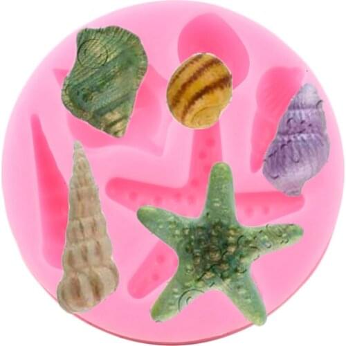 Starfish Shell Conch Silicone Mold DIY Cupcake Topper Fondant Molds Cake Decorating Tools Candy Resin Chocolate Gumpaste Moulds