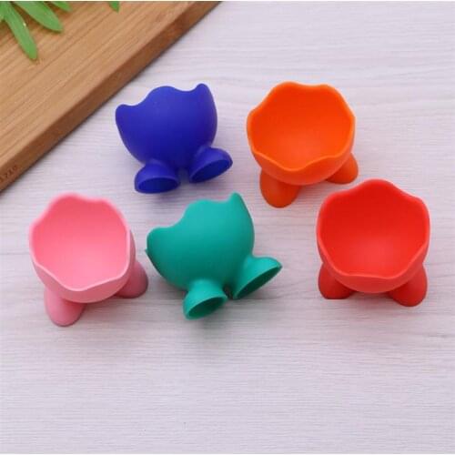 5Pcs Silicone Egg Cup Holders Boiled Egg Serving Cups (Random Color)