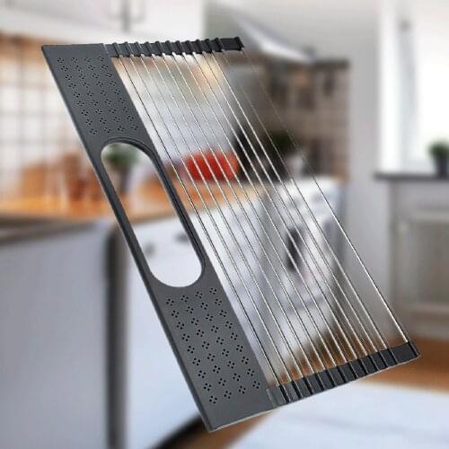 Foldable Drain Rack Plastic Dish Drainer Dryer Tray Large Sink Drying Rack Worktop Kitchen Organizer Drying Rack Kitchen Rack