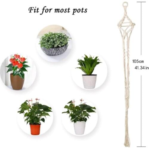 Knotted Plant Hanger Cotton Linen Flower Pot Basket Lifting Rope Hanging Rack For Indoor Outdoor Ceiling Balcony Wall Decor