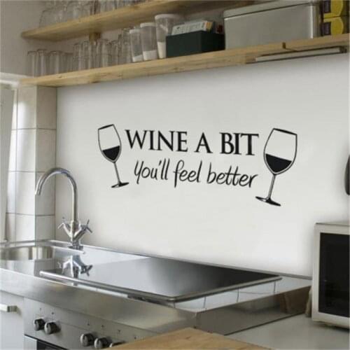 Wine A Bit You Will Feel Better Vinyl Wall Sticker Dinning Room Kitchen Decals DIY Quotes Mural Art Home Decoration