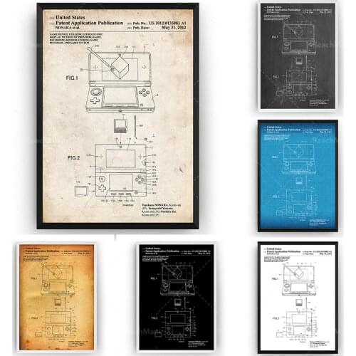 3DS 2012 Patent Print, Gaming Wall Art Gamer Blueprint Poster Gifts