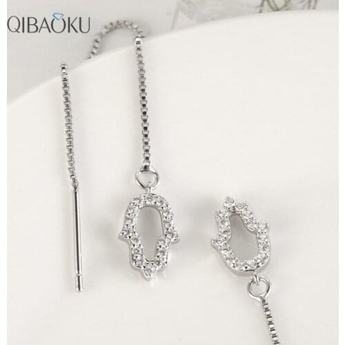 Genuine 925 Sterling Silver Long Chain Earrings Shining Zircon The Bell Pendant Tassel Fashion Womens Ear Jewelry