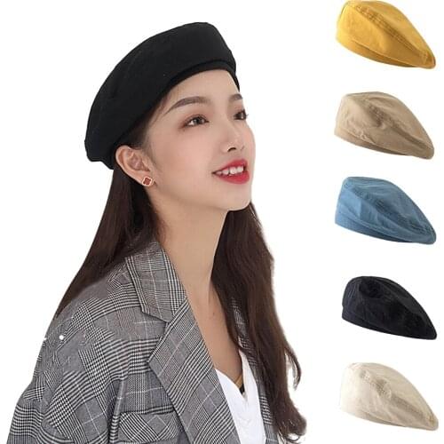 Casual Vintage Womens Hat Beret Plain Cap Girls Wool Warm Winter Berets Beanie Hats Femme Aldult Outdoor Street Caps