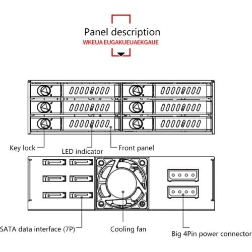 69HA MR-6601 6 Bay Hard Disk Enclosure Rack Data Storage for 2.5" SATA SSD HDD Case