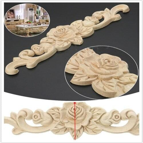 1pc Exquisite Rose Wood Carved Decal Onlay Applique Unpainted Home Furniture Decor