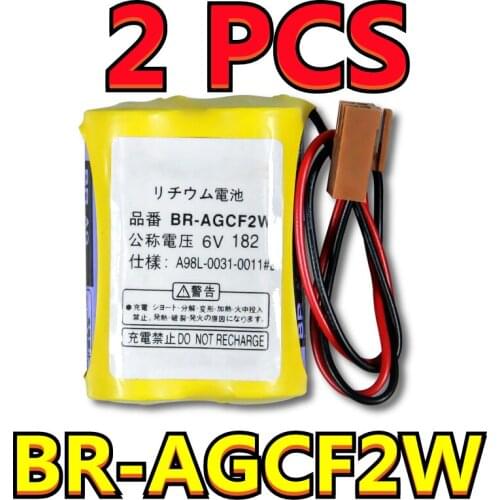 2PCS Original NEW Battery For PANASONIC BR-AGCF2W Lithium 6V PLC Batteries With FANAC Brown Belt Hook Plug