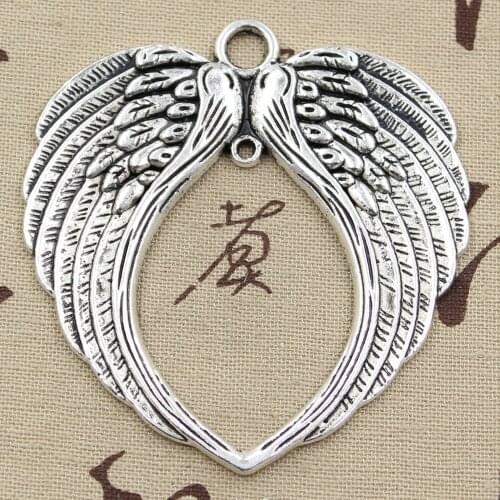 2pcs Charms Big Angel Wings 74x69mm Antique Bronze Silver Color Pendants DIYCrafts Making Findings Handmade Tibetan Jewelry