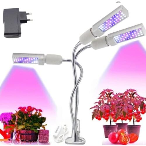 3 head LED Grow Light Phyto Lamp indoor plants red blue Lamps flower Growth for growbox Clip Full Spectrum USB 5V USB Timer
