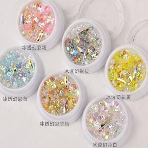 6 Colors Nail Crystal Butterfly Rhinestones Colorful Studs 3D Nail Stickers For UV Polish Nail Art Decoration Nail Butterfly Gem